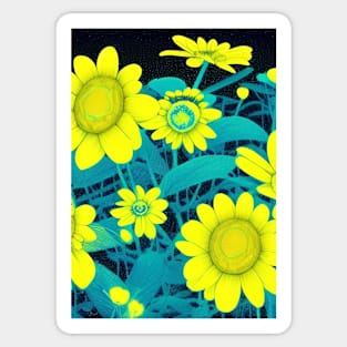 STYLISH SUNNY LEMON YELLOW FLOWERS Sticker